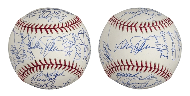 Lot of Two (2) New York Mets 1986 World Series Champions Team Signed Baseballs With Gary Carter (PSA)